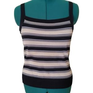 Vintage Dana Buchman Knit Top in Navy Stripes Size L